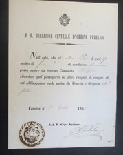 I. R. DIREZIONE CENTRALE D'ORDINE PUBBLICO - VENEZIA - NULL'AOSTA 185?