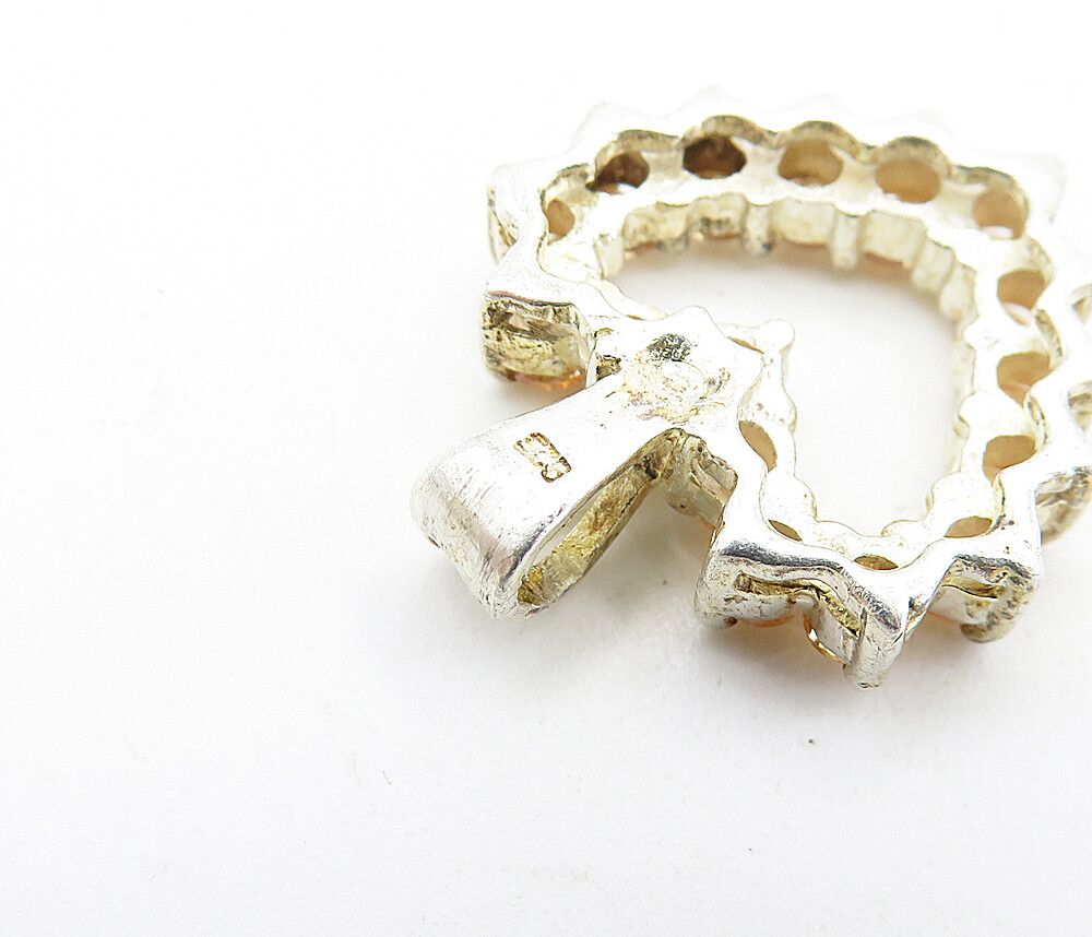 925 Sterling Silver Vintage Peach Color Topaz Open Love