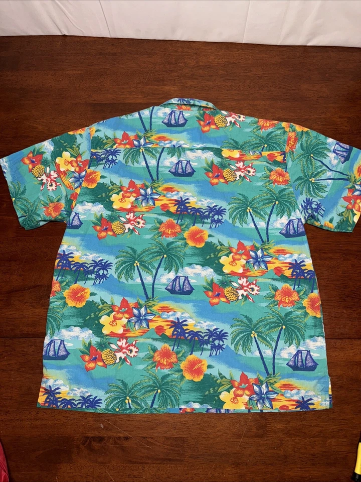 Blue Generation Shirt Men's Size L Button-Front Hawaiian Beachcomber Boats - Image 4 of 4