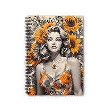 Positivity Pinup Notebook, Sunflower Journal Pinup Notebook, Inspirational Diary