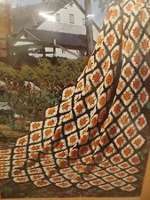 Mid Century Atyle Colors Vtg New Sealed "Cartwheel" 46x63 Afghan Crochet Kit