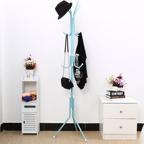 12 Hooks Coat Rack Hat Stand Tree Clothes Hanger Umbrella Holder Metal Organizer - Picture 6 of 9