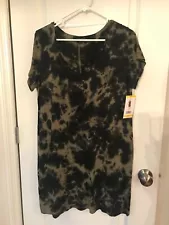 Social Standard by Sanctuary Women's Gia Scoop Dress Sz M Green/Black Tie Dye