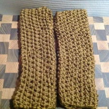 Handmade Crochet Wrist-Arm Warmers Fingerless Gloves Solid Brown M10-34