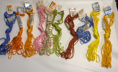 Vtg Varicor Mme MAIA Embroidery Thread yarn 10 Skeins 6 meters Brazil Assorted 4