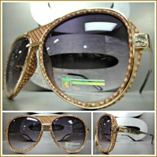 Men's OVERSIZED CLASSIC VINTAGE RETRO Style Party SUN GLASSES Gold  Brown Frame