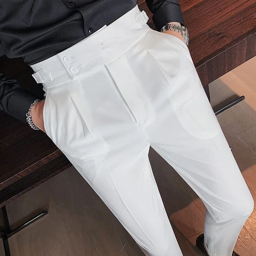 Fashion Trousers Men's Business High Waist Straight Pants Business Casual Formal - Bild 4 von 21