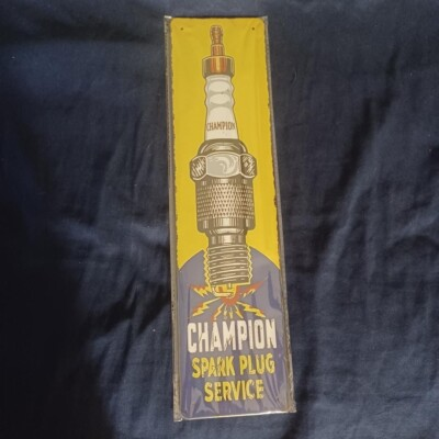 #ad 4quot; X 15 3 4quot; Metal Sign Wall Art Man Cave Garage Bar Gas Champion Plug Service $13.00