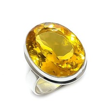 Natural Citrine Gemstone Handmade 925 Sterling Silver Jewelry Ring Size 6.5 d617
