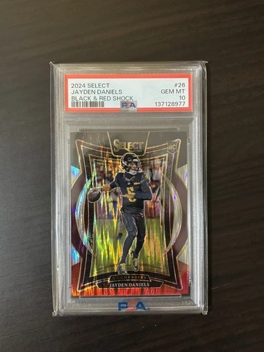 Jayden Daniels 2024 Select Rookie Black & Red Shock Prizm #26 PSA 10 RC Gem MT