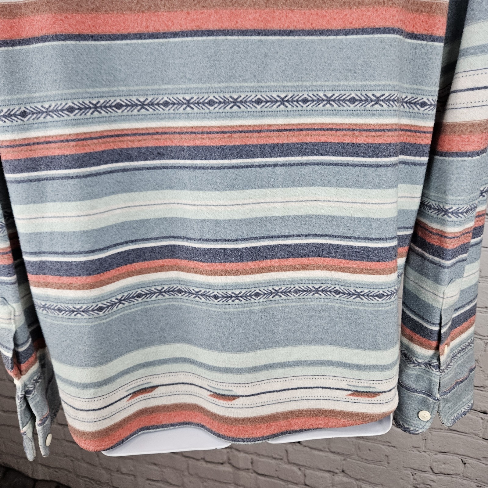 Faherty Multicolor Striped Aztec Button Up Long S… - image 9