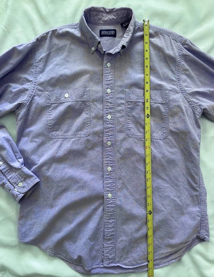 Lands’ End Hombre’s Botón Abajo Oxford L 16-16.5 Púrpura 100% Algodón EE. UU. De Colección Foto 4 de 4