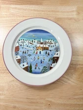 Villeroy & Boch Naif Christmas Snow Scene Charger Plate  Signed Laplau 12" W
