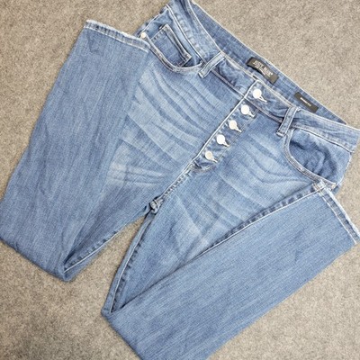 Judy Blue Jeans Womens 15/32 Blue Denim Stretch Distressed Skinny Fit Button Fly