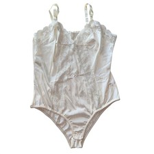 Vintage Ivory Lace Bodysuit Adjustable Straps Cream Lingerie Size 34 Medium