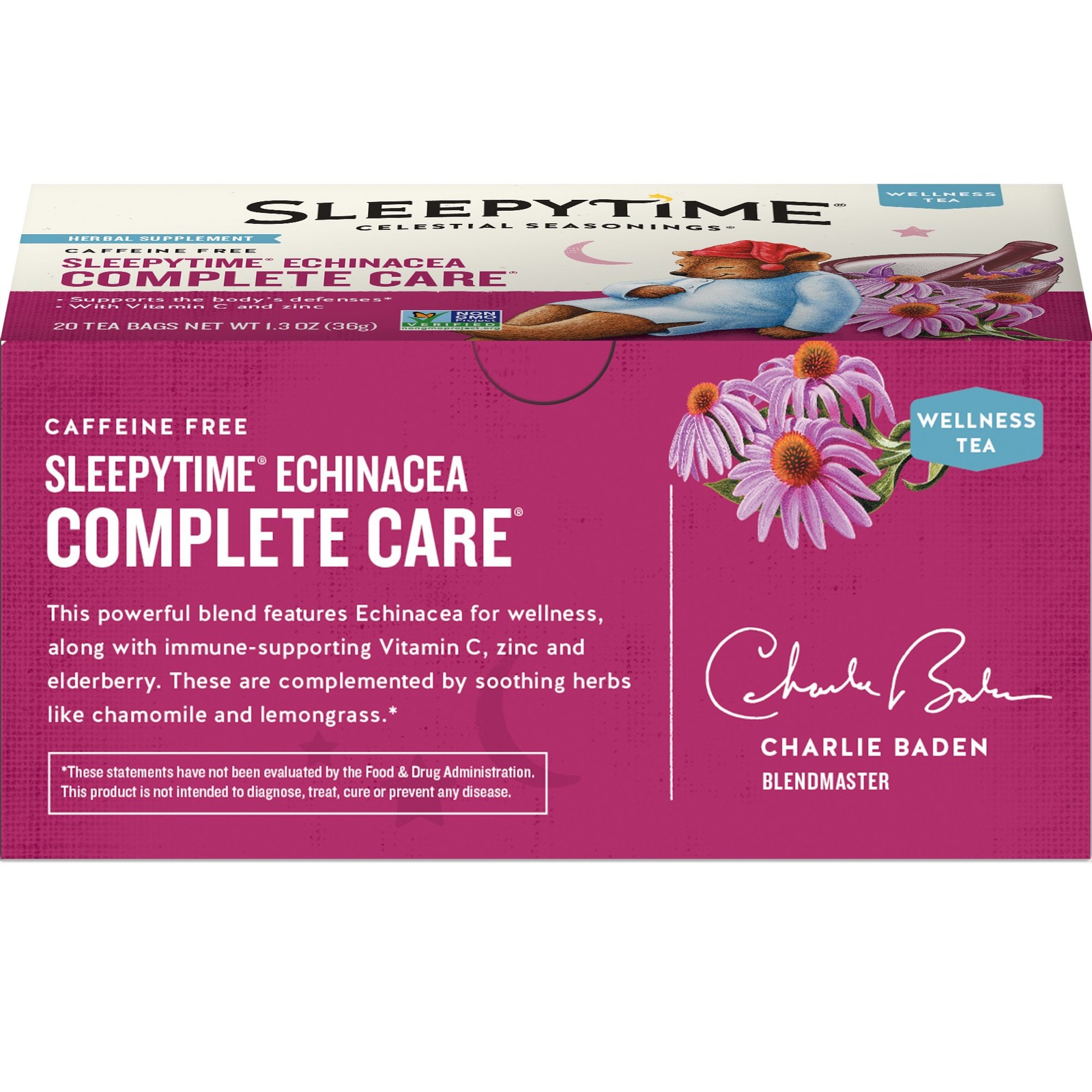 Celestial Seasonings Wellness Tea, Sleepytime Echinacea Complete Care, 20 Count