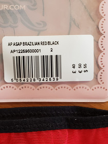 Agent Provocateur AP ASAP Red Black Knickers w/ Bag- Size 2