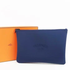 Hermes Navy Logo Clutch Bag 20cm x 28cm Unused France
