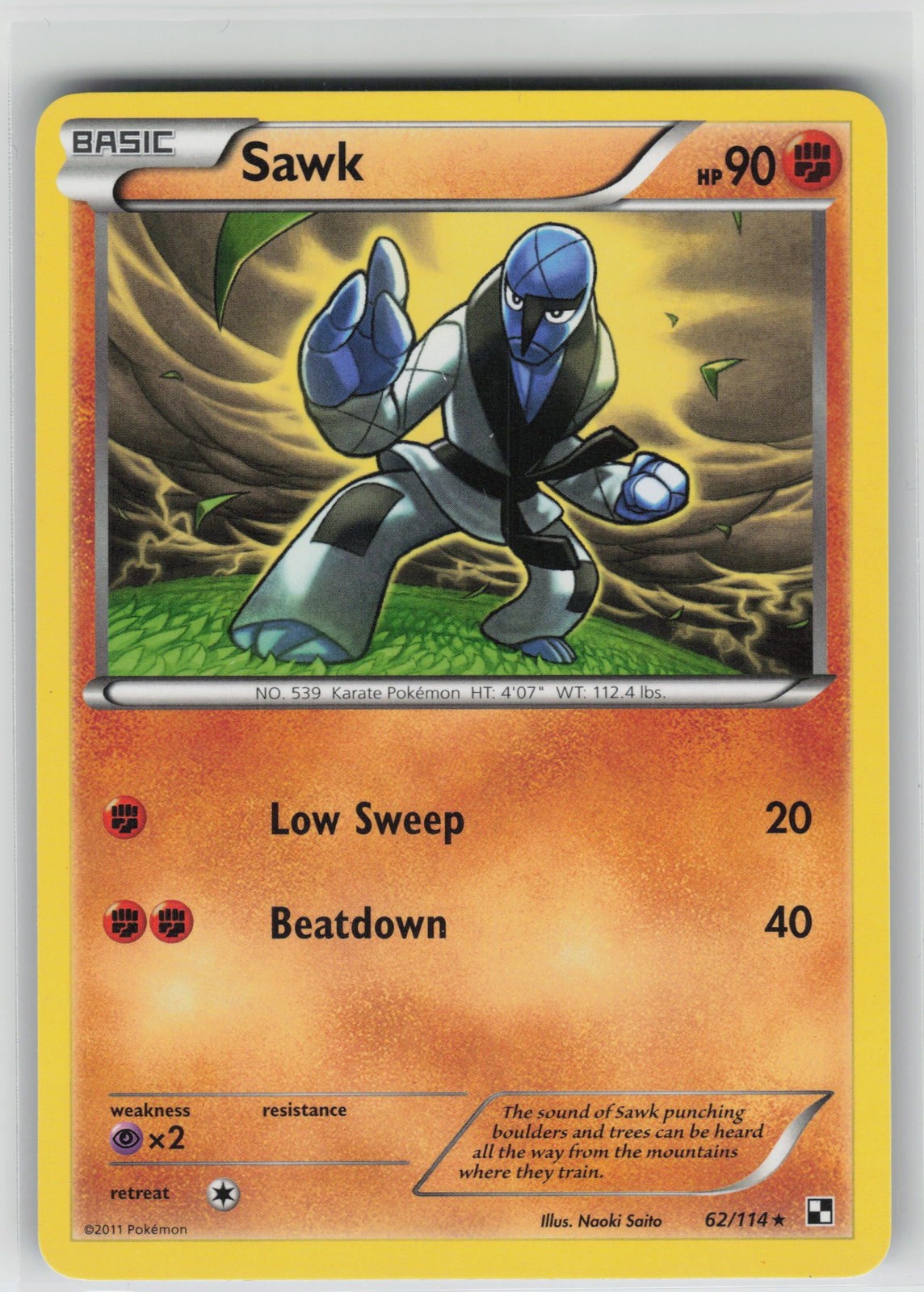 LP Sawk 62/114 Rare Black & White Pokemon 2011