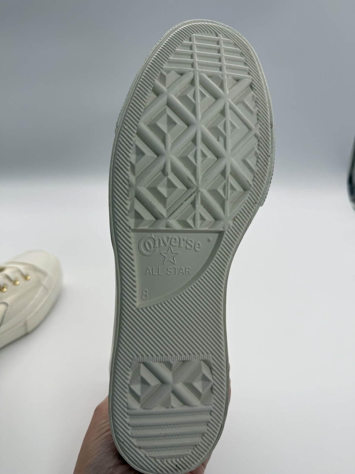 Converse White Gold Leather Trim High top Unisex Men’s 8 Women’s  Size 10 thumbnail 14