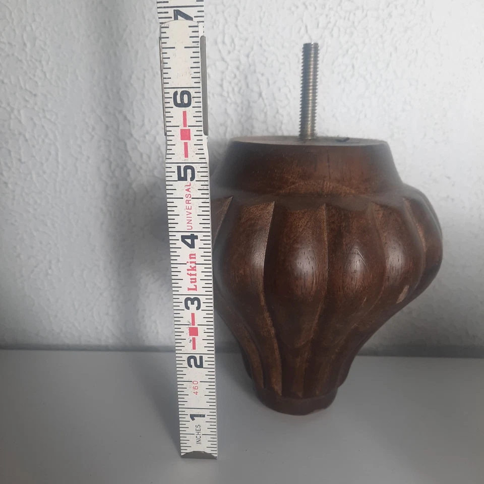 4 Solid Wood Brown Sofa Legs 5.5" Malaysia SEE PHOTOS Furniture Legs - Image 2 of 4