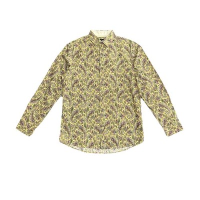 Rock Roll n Soul Mens Paisley Button Down Shirt Cotton Skull Embroidery Size M