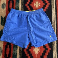 Polo Ralph Lauren Mens Swim Trunks XL Blue Yellow Pony Mesh Lined 5 Nylon