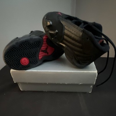 Jordan Air Jordan 14 Black Red Leather Sneakers 4C Unisex Baby Athletic