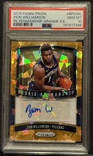 2019 Panini Prizm Orange Ice Rookie Penmanship Zion Williamson PSA 10 RC AUTO