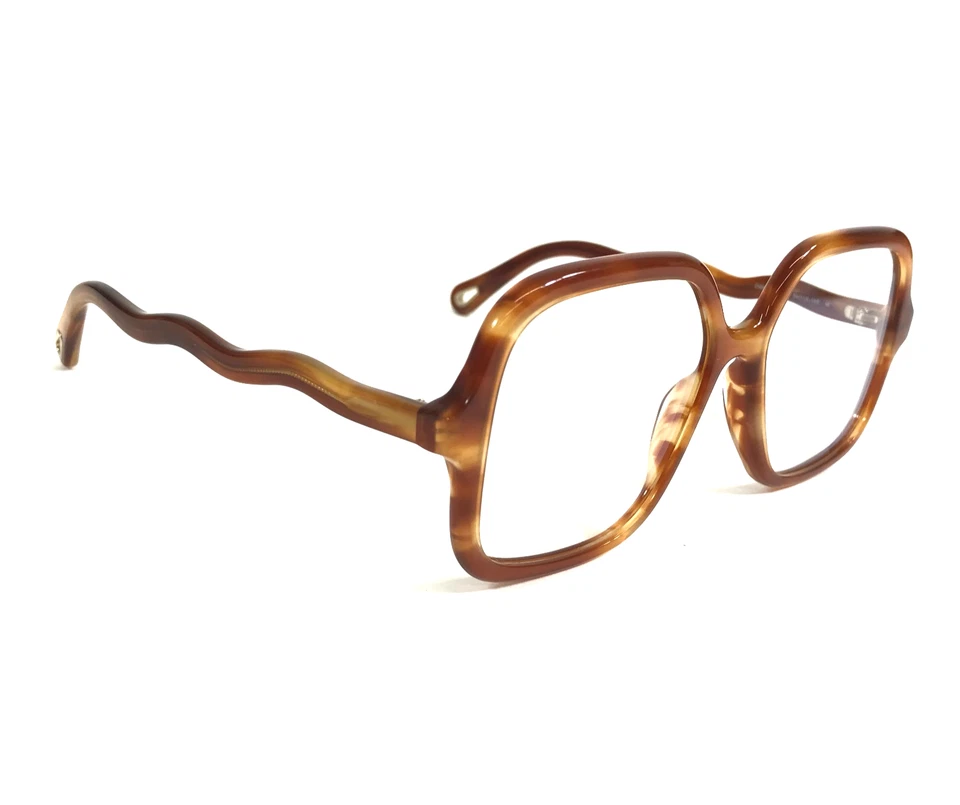 Chloe Eyeglasses Frames CH0091S 001 Striped Brown Oversized Square 54-16-145 - Image 3 of 4