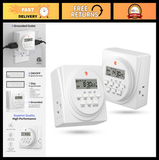 BN-LINK Indoor Digital Timer Outlet, Dual Outlet 7 Day Programmable Light Switch