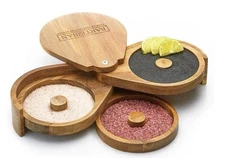 Margarita Rimmer Bar Set ~Salt/Sugar/Lime Cocktails~Bartesian 3-Tier Acacia Wood