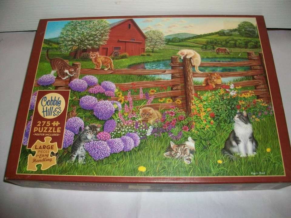 Lot of 5 - 275-304 pc Jigsaw Puzzles -Summer Fall Landscapes-Cats-Birds-Flowers - Image 2 of 4