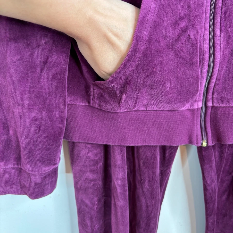 De Colección Y2K Juicy Couture Púrpura Terciopelo Traje de Pista M Sudadera con Capucha Pantalones ASO Elana Gilbert Foto 4 de 4