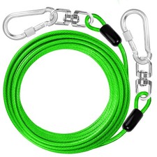 jenico Dog Tie Out Cable: 25 ft Dog Leads for Yard Heavy Duty Green 25FT
