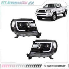 Headlights Fit For Toyota Tacoma 2005-11 Black Clear Led Tube Halogen Leftright