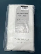 NWT Threshold FULL Performance Flat Sheet Silky Soft Sateen SOUR CREAM 400 TC