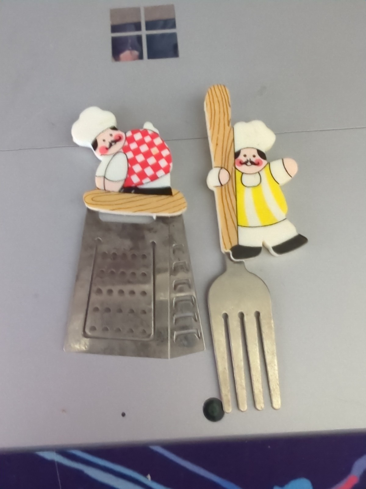 Vintage Cartoon Chef Refrigerator Magnet Lot Of 2 Kitchen Utensils Magnets