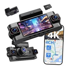 4 Channel Dash Cam 360  View,4K Front Rear Inside Dashcam,Left Right Dash Black