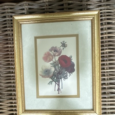 Framed Floral Art Prints Set of 3 Portrait Orientation Flower Print Lot