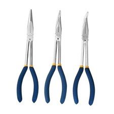 11-Inch Long Reach Needle Nose Pliers, Straight, 45   90  Bent  3-Piece 3PCS