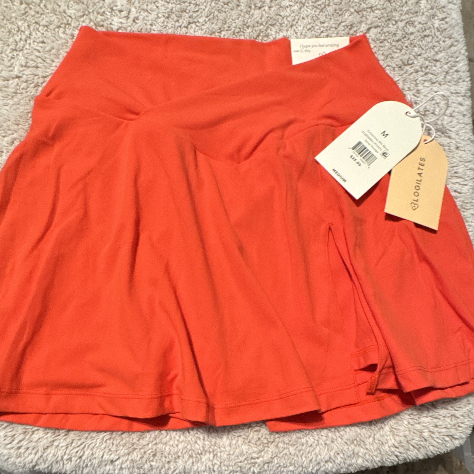 BLOGILATES Criss Cross Slit Skort Spicy Orange Women's Size M Stretch Tennis