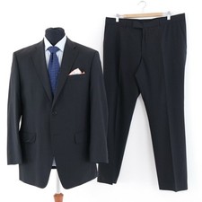 Mens BENVENUTO Black Pure Wool Suit Jacket Size UK 42R Trousers W40 L32
