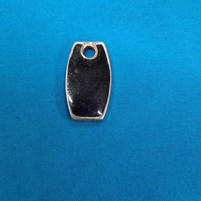 Vintage LC Marked Silver Plated Black Enamel Rounded Rectangle Pendant
