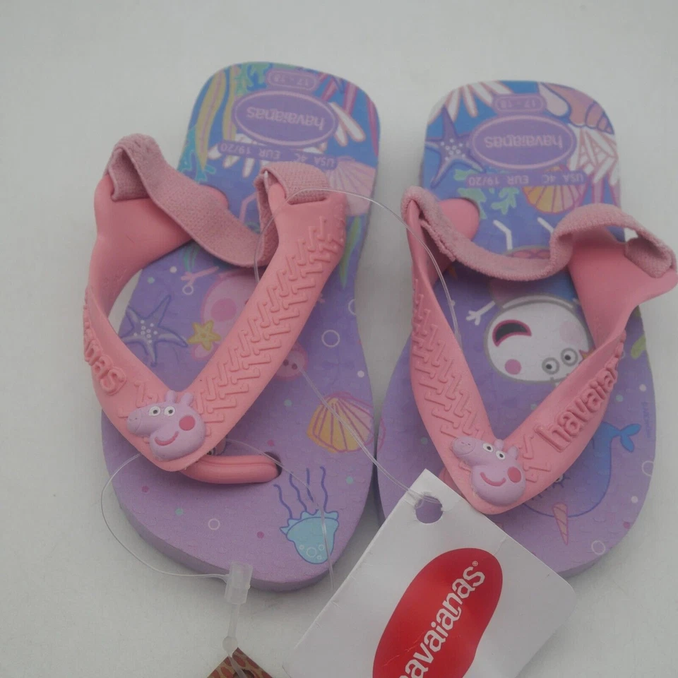 NUEVO Havaianas Bebé Niña 4 Sandalias Peppa Pig Púrpura Rosa Talla 4C Foto 3 de 4