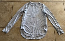 Athleta Uptempo Top Women Small S Gray Long Sleeve Thumbhole Yoga Athleisure