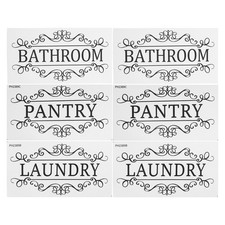 6 Pcs Multifunctional Door Sticker Sign Restroom Signs Decal Laundry Wall