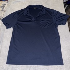Zity Men's Size L Short-Sleeve Polo T-Shirt Blue.  Area For Patch Sleeve
