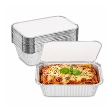 Alufolie Beh&auml;lter & Deckel 440ml 10er Pack kleine Lebensmittel Aufbewahrung Tabletts zum Mitnehmen