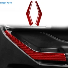 4Pcs Red Carbon Fiber Window Lift Switch Panel Side Kit For Ford Explorer 20-23